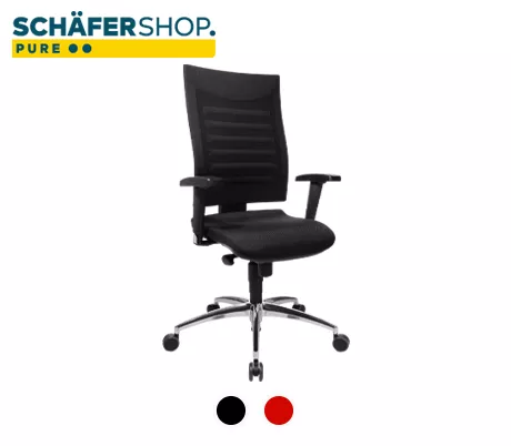 Schäfer Shop Pure Bürostuhl SSI Proline S2, mit Armlehnen, Punkt-Synchronmechanik, Bandscheibensitz, schwarz/schwarz