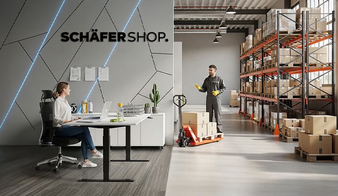 Einzelbüro kombiniert mit einem Lager