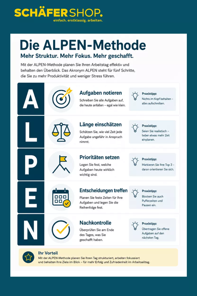Infografik zum thema optimale Pause im Arbeitsalltag