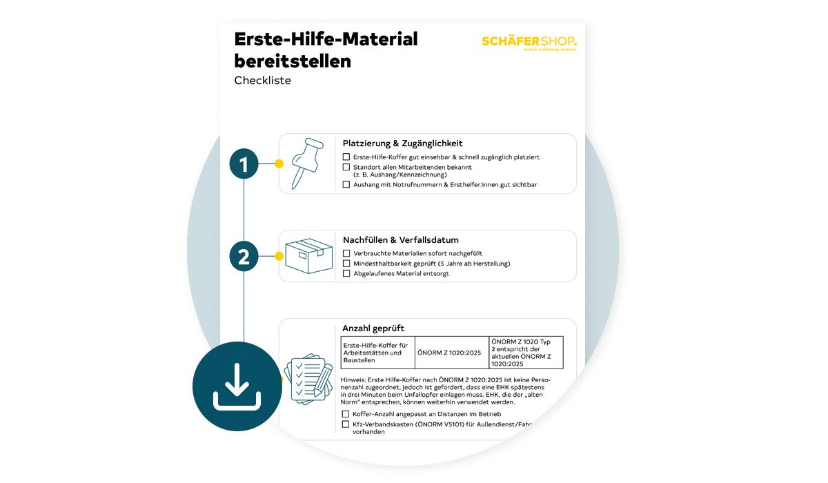 Checkliste Erste Hilfe