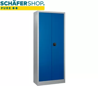 Armario universal Schäfer Shop Pure, de acero, con cerradura, D 400 x H 1935 x A 800 mm, 5 OH, gris claro/azul marino