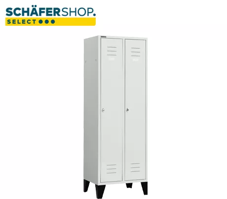 Schäfer Shop Select Taquilla con patas, cierre de pasador giratorio, gris luminoso/gris luminoso