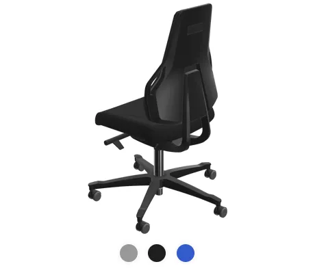 Silla de trabajo Dauphin Tec Identity, sin reposabrazos, mecanismo sincro, asiento moldeado, apoyo lumbar, tapizado en tela, negro/negro