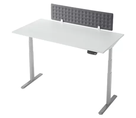 Pupitre, rectangular, regulable eléctricamente en altura, pata en T, An 1600 x F 800 x Al 620-1280 mm, incl. Memory Master + separador de pupitres, gris claro/plata
