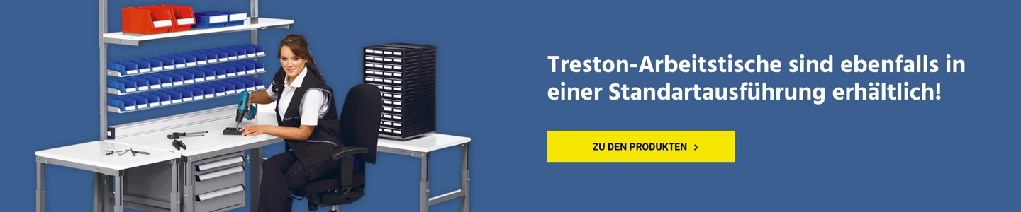 Treston Arbeitstische sind auch in der Standardausführung erhältlich. Alle Arbeitstische aus unserem Sortiment finden Sie hier.