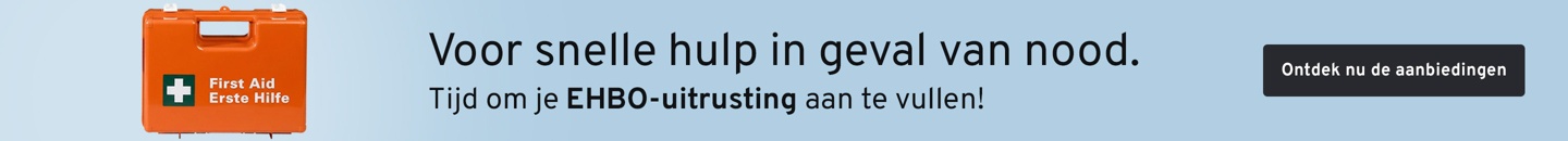 EHBO-koffer + Tekst: Voor snelle hulp in geval van nood. 