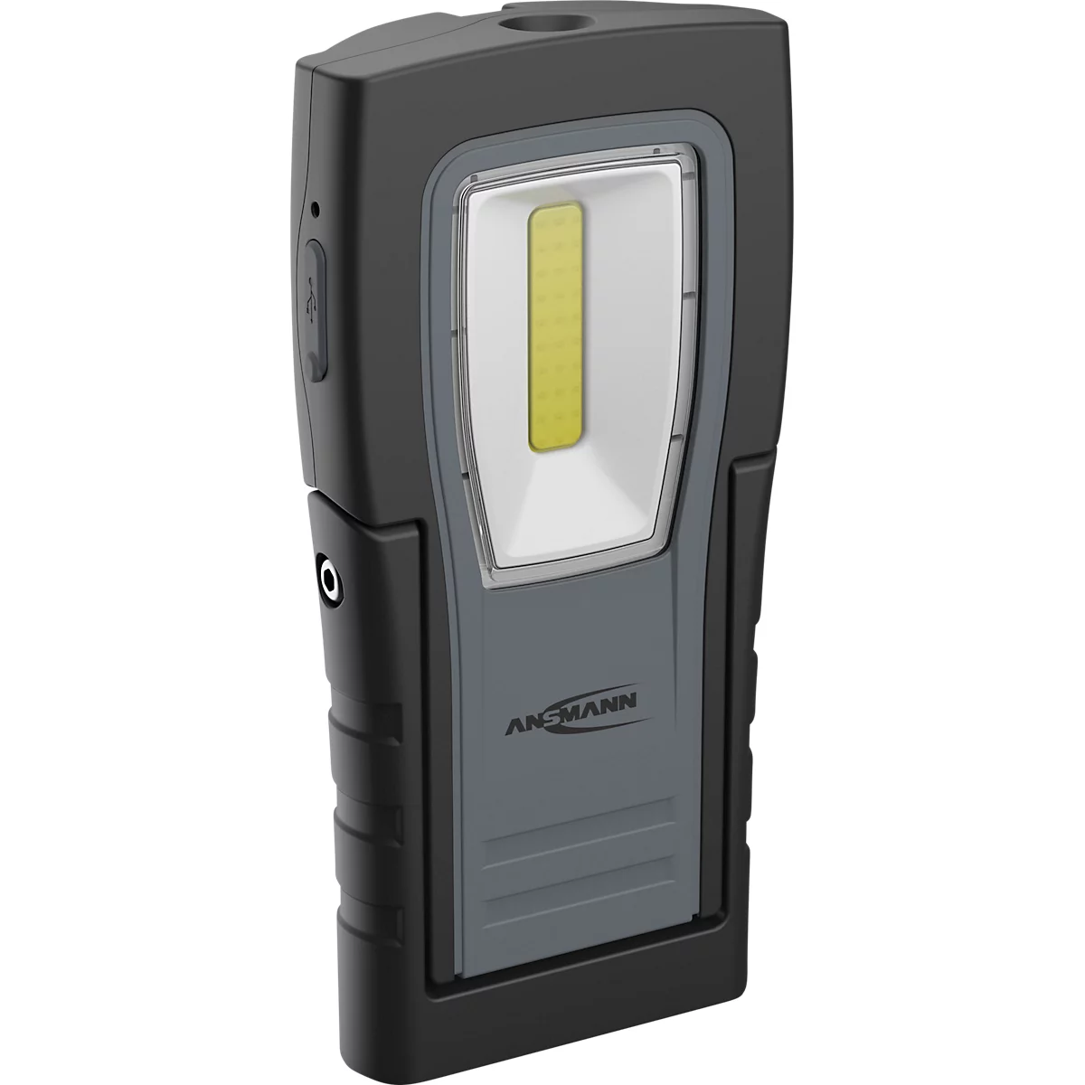  ANSMANN WL400R Slim LED-werklamp, 400 lumen, IP65, schokbestendig, Li-Po accu, magnetische voet, riemclip, zwart