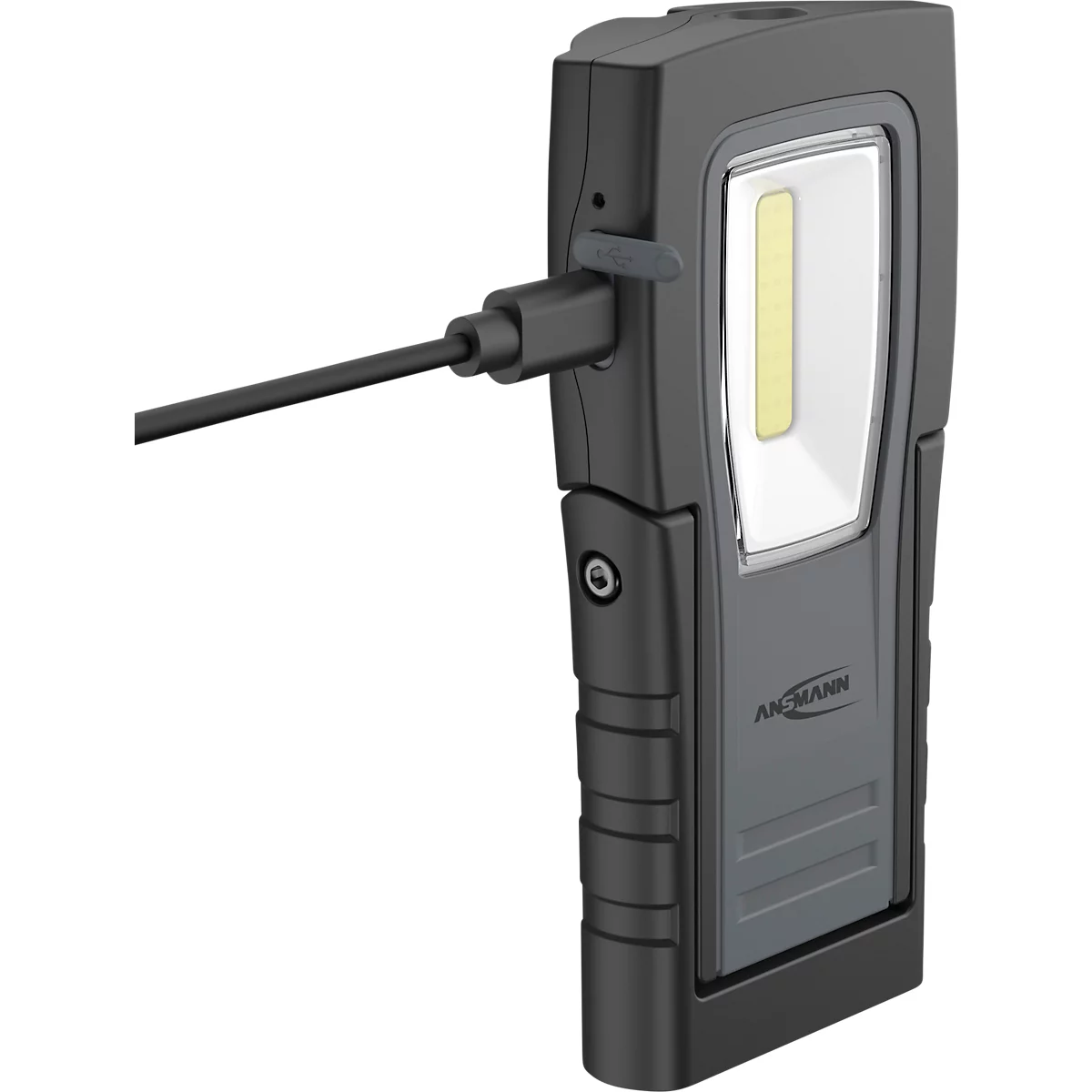  ANSMANN WL400R Slim LED-werklamp, 400 lumen, IP65, schokbestendig, Li-Po accu, magnetische voet, riemclip, zwart