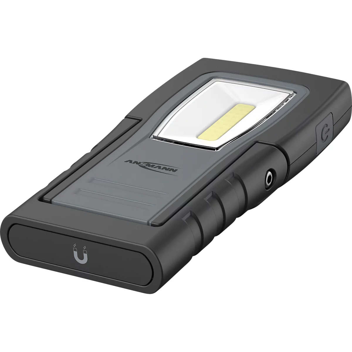  ANSMANN WL400R Slim LED-werklamp, 400 lumen, IP65, schokbestendig, Li-Po accu, magnetische voet, riemclip, zwart