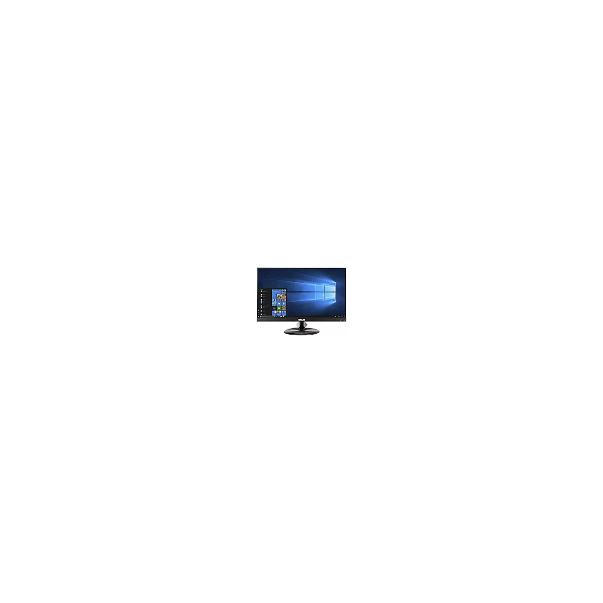 Ein Computerbildschirm mit Windows-OberflÃ¤che, schwarzer Rahmen, schwarzer StandfuÃŸ.