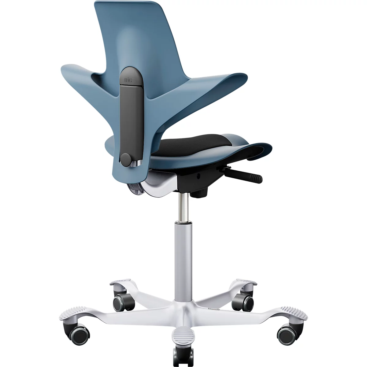  Bürostuhl HAG Capisco Puls 8010 Blue, Sattelsitz, 265 mm Gasfeder, Sitzhöhenverstellung, Fusskreuz aus Aluminium
