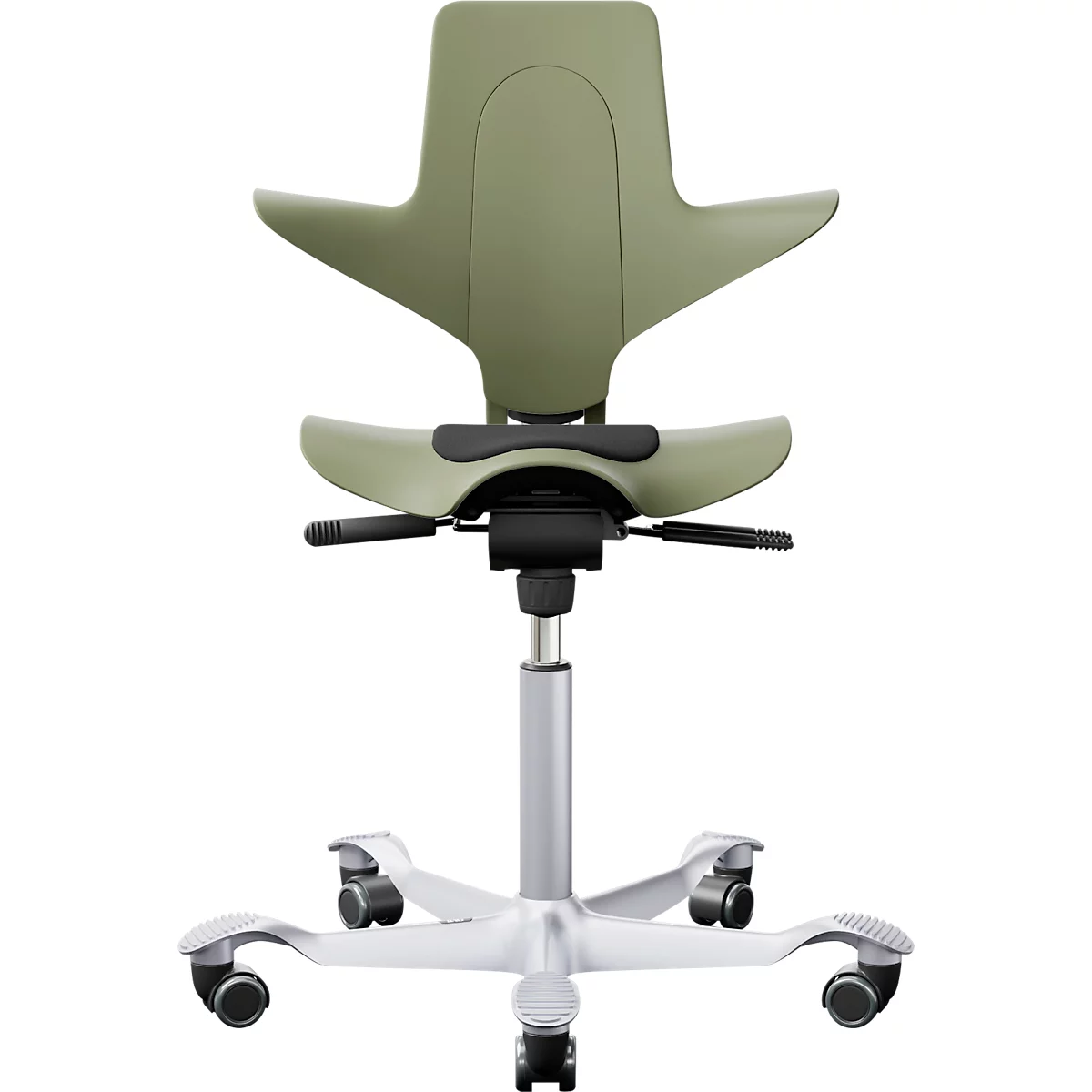  Bürostuhl HAG Capisco Puls 8010 Moss, Sattelsitz, 265 mm Gasfeder, Sitzhöhenverstellung, Fusskreuz aus Aluminium