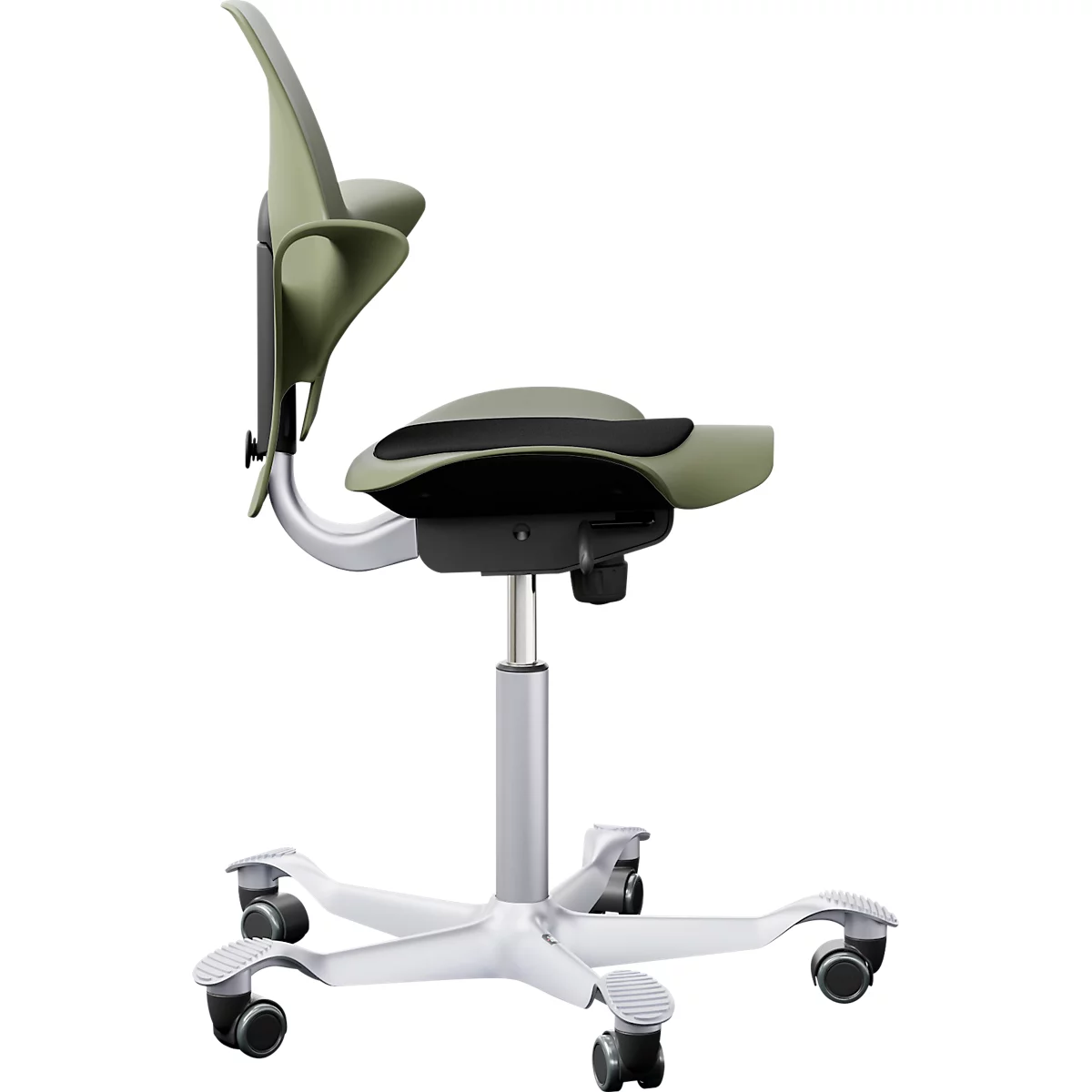  Bürostuhl HAG Capisco Puls 8010 Moss, Sattelsitz, 265 mm Gasfeder, Sitzhöhenverstellung, Fusskreuz aus Aluminium