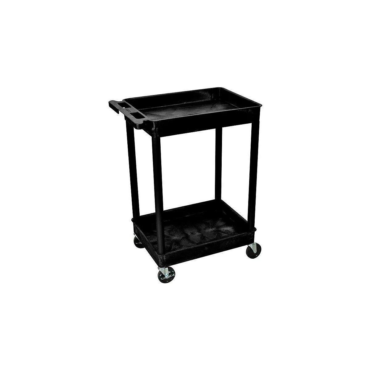  Chariot polyvalent en plastique, 2 étages en auge, L 610 x l. 460 mm, capacité de charge 150 kg, en plastique noir