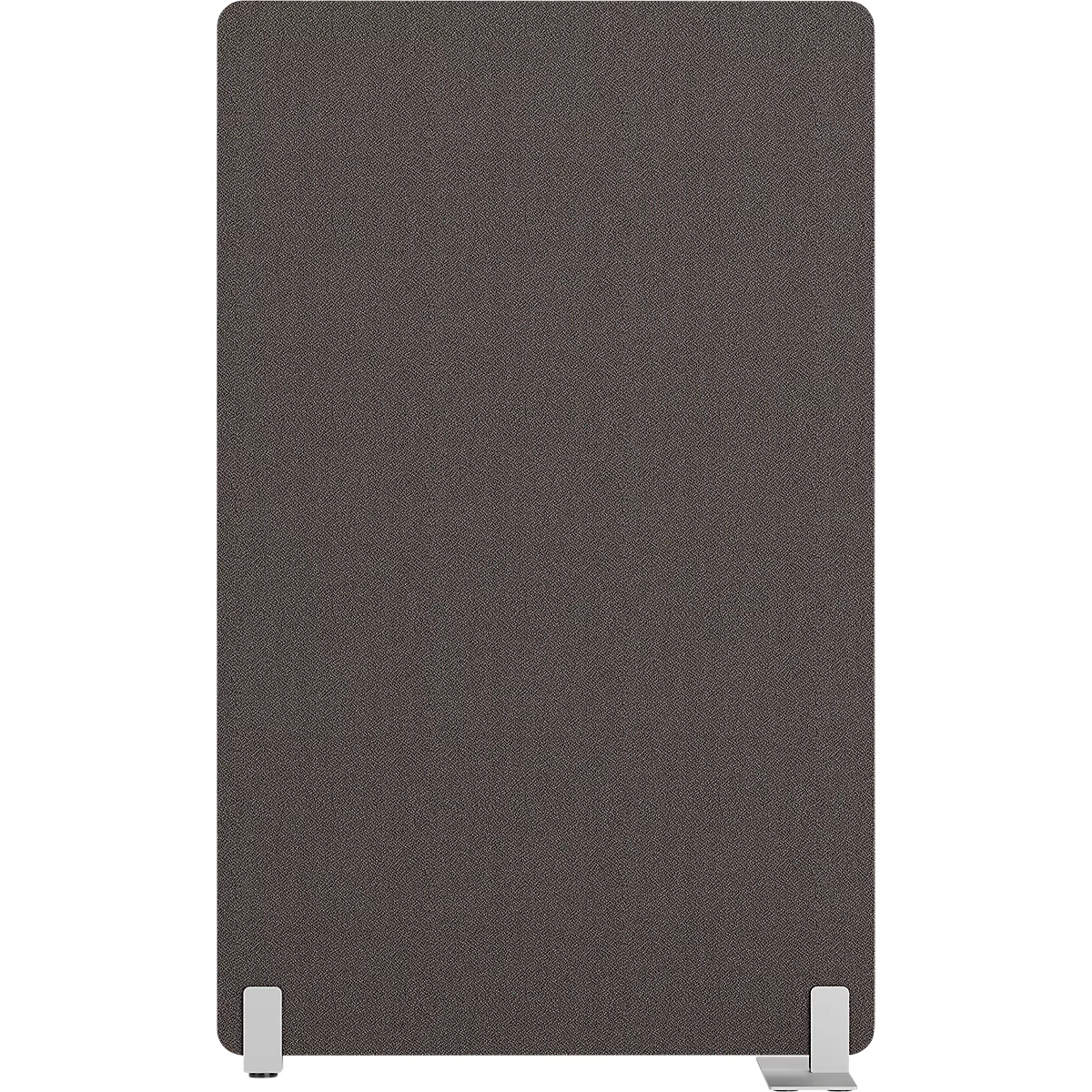 Cloison de séparation rectangulaire grise avec pieds blancs.