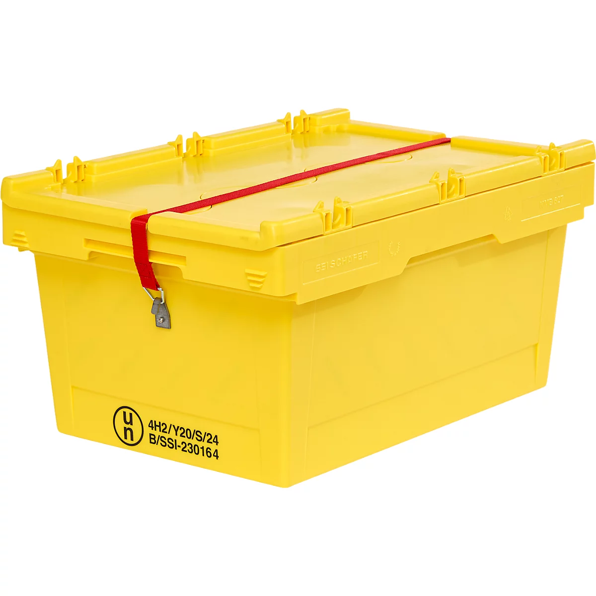  Conteneur pour produits dangereux SSI Schäfer, pour batteries lithium-ion seCon KMB-DH627 GGV, avec couvercle, L 600 x l 400 x H 307 mm, en polypropylène, jaune