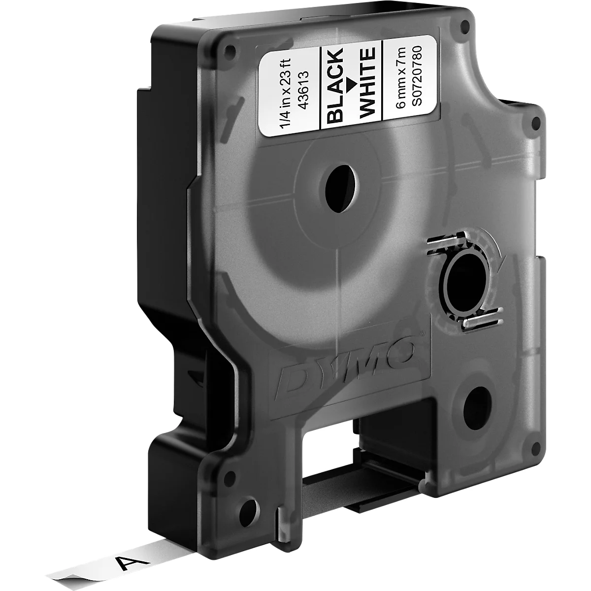  DYMO® Cassette de ruban D1 43613, largeur 6 mm, blanc/noir