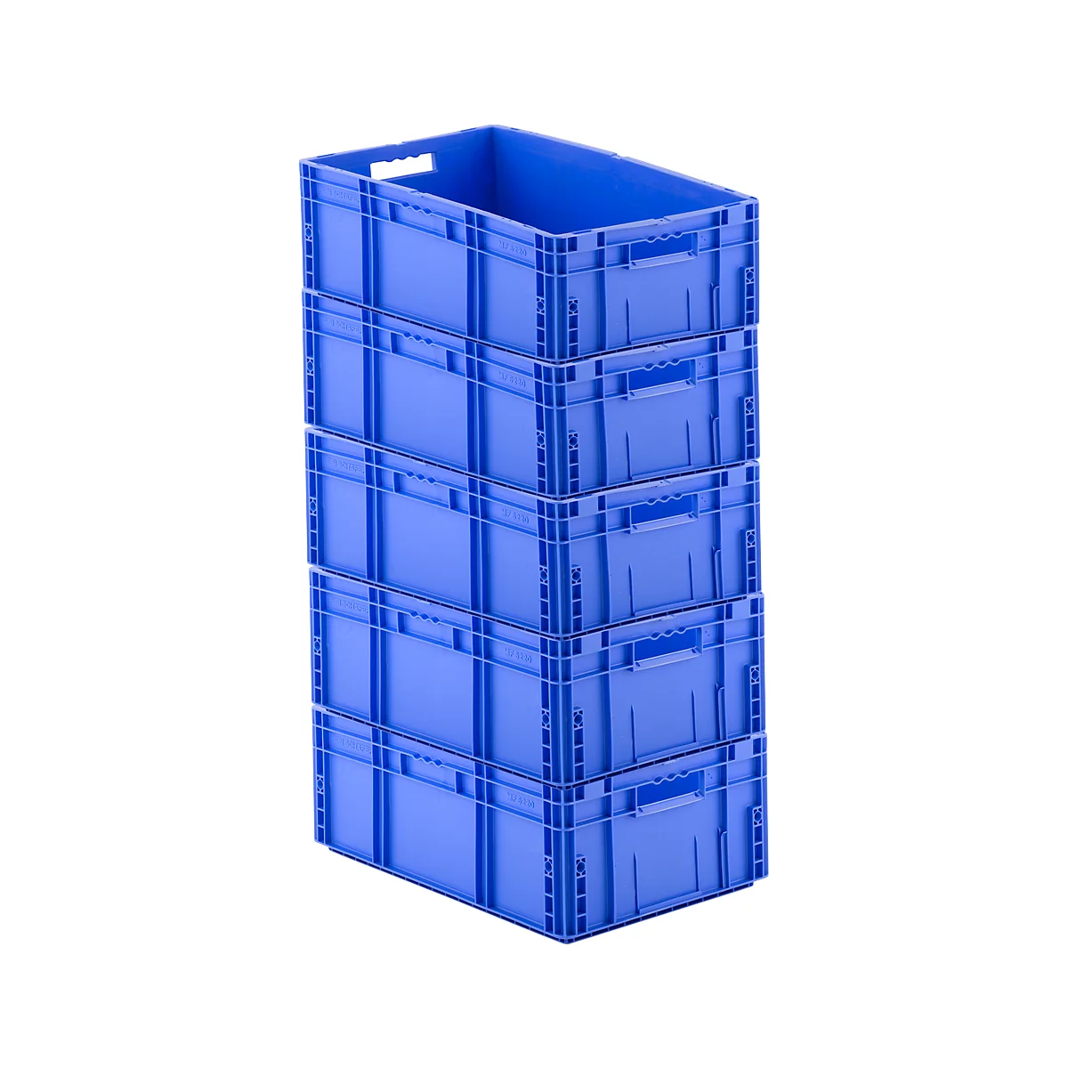  Euro Box série MF 6220, set économique de 5 pièces, en polypropylène, capacité 41,6 l, sans couvercle, L 600 x l 400 x H 220 mm, bleu