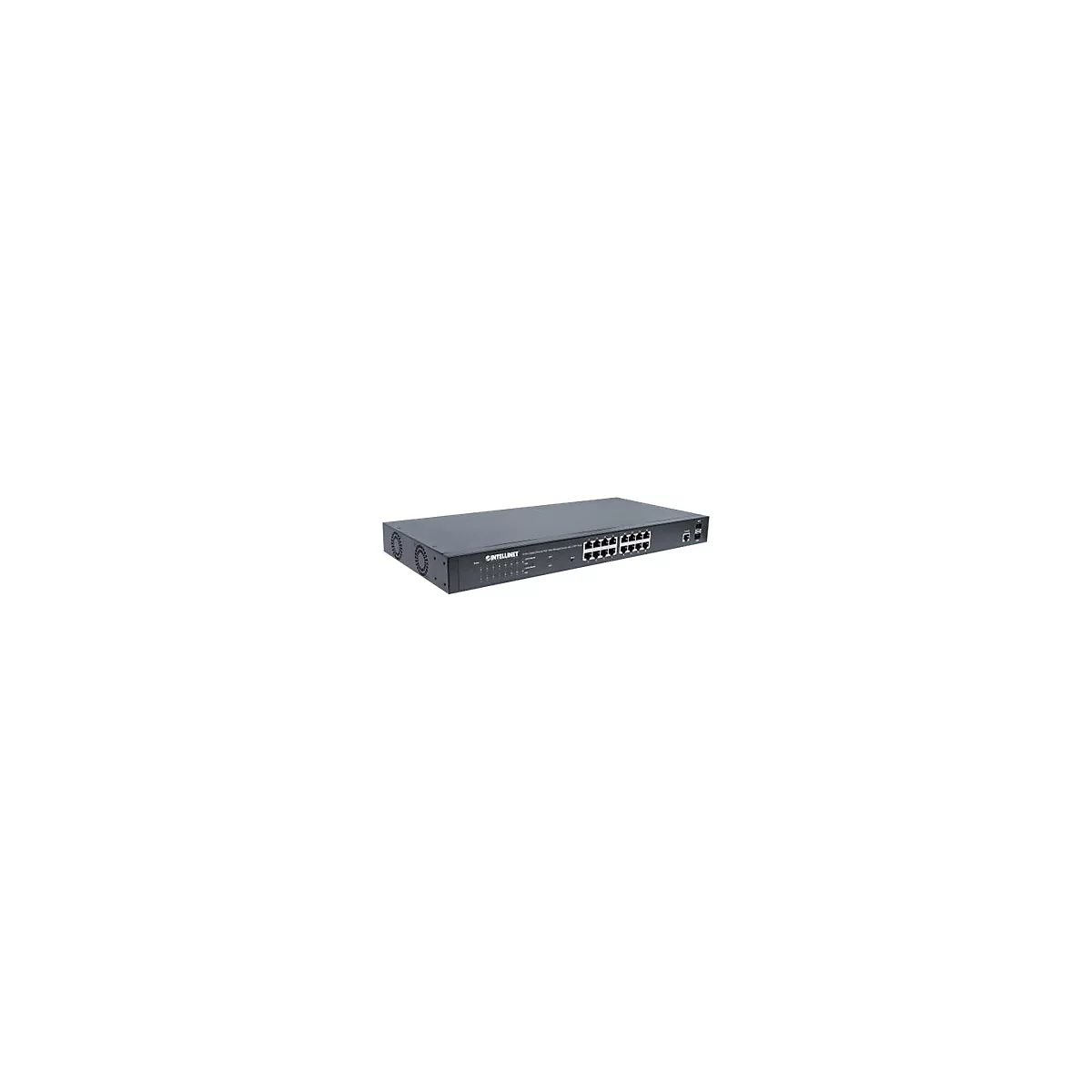 'Intellinet 16-Port Gigabit Ethernet PoE+ Web-Managed Switch with 2 SFP Ports, 16 x PoE ports, IEEE 802.3at/af Power over Ethernet (PoE+/PoE), 2 x SFP, Endspan, 19 Rackmount'' - Switch - 16 Anschlüsse - managed - an Rack montierbar'