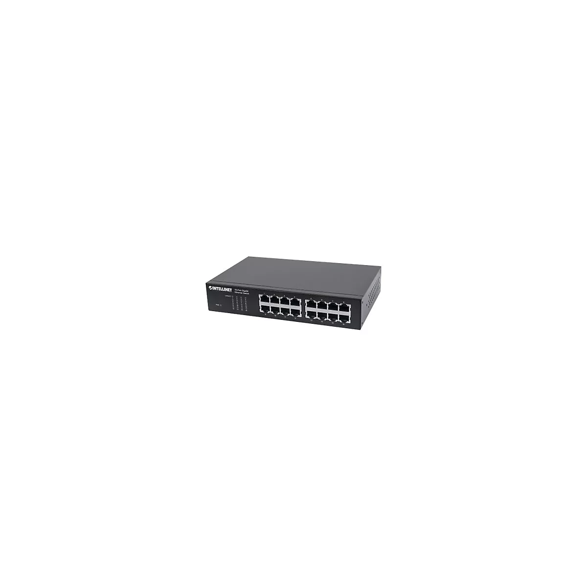'Intellinet 16-Port Gigabit Ethernet Switch, 16-Port RJ45 10/100/1000 Mbps, IEEE 802.3az Energy Efficient Ethernet, Desktop, 19'' Rackmount - Switch - 16 Anschlüsse - an Rack montierbar'