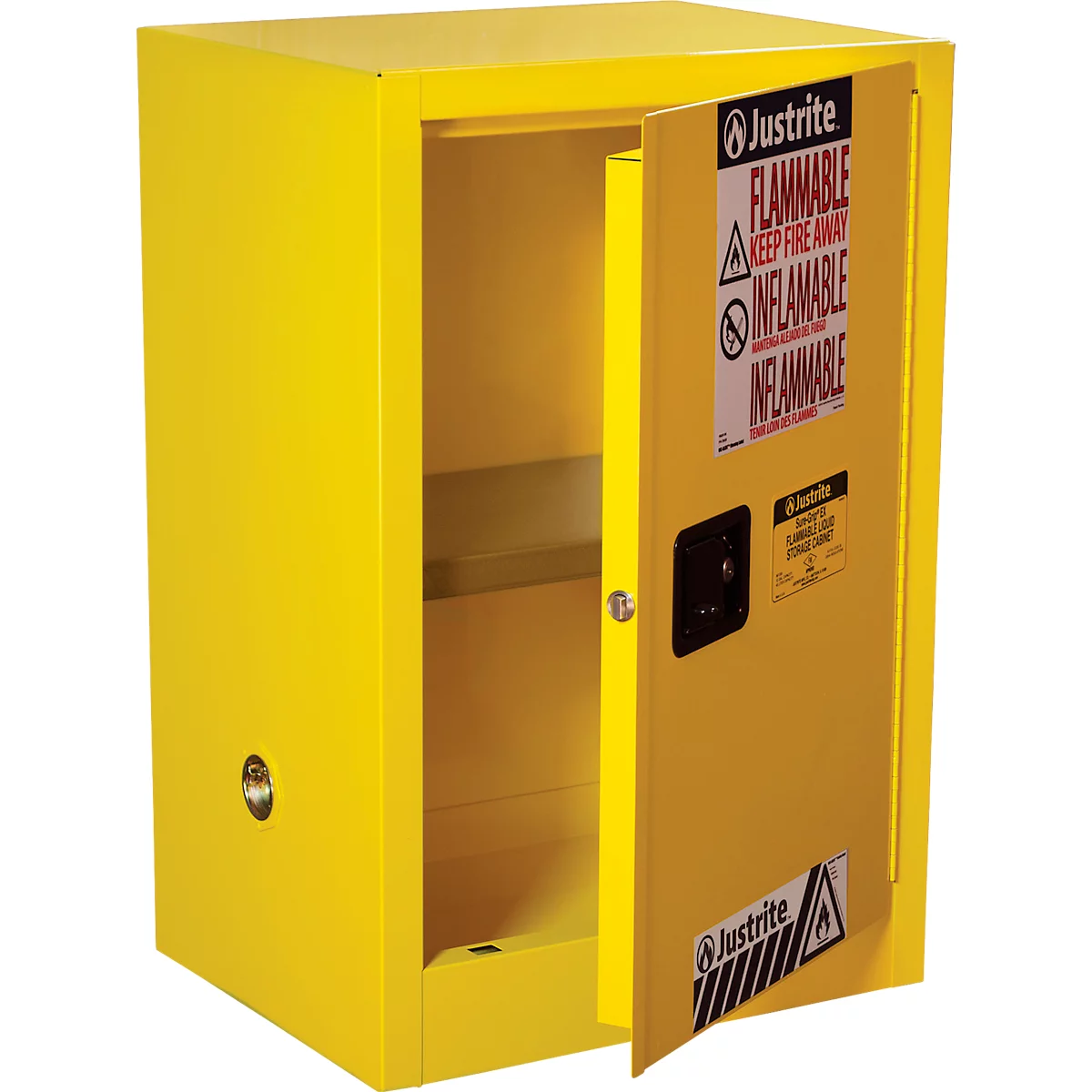  Justrite FM-Sicherheitsschrank Compac Sure-Grip® EX, für entzündbare Flüssigkeiten, bis 45 Liter, selbstschließende Türen, gelb