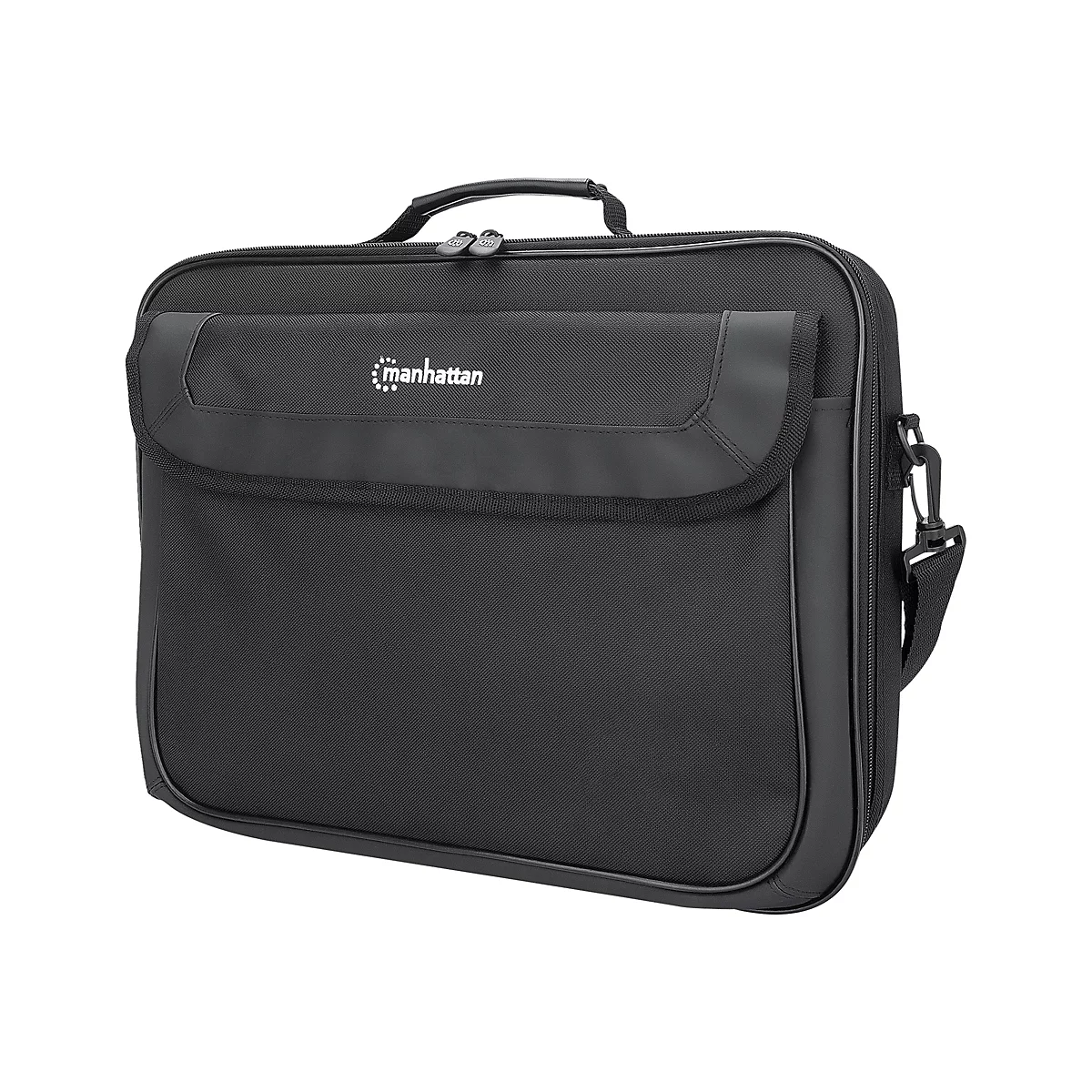 'Manhattan Cambridge Laptop Bag 15.6'', Clamshell Design, Black, LOW COST, Accessories Pocket, Document Compartment on Back, Shoulder Strap (removable), Equivalent to Targus TAR300, Notebook Case, Three Year Warranty - Notebook-Tasche'