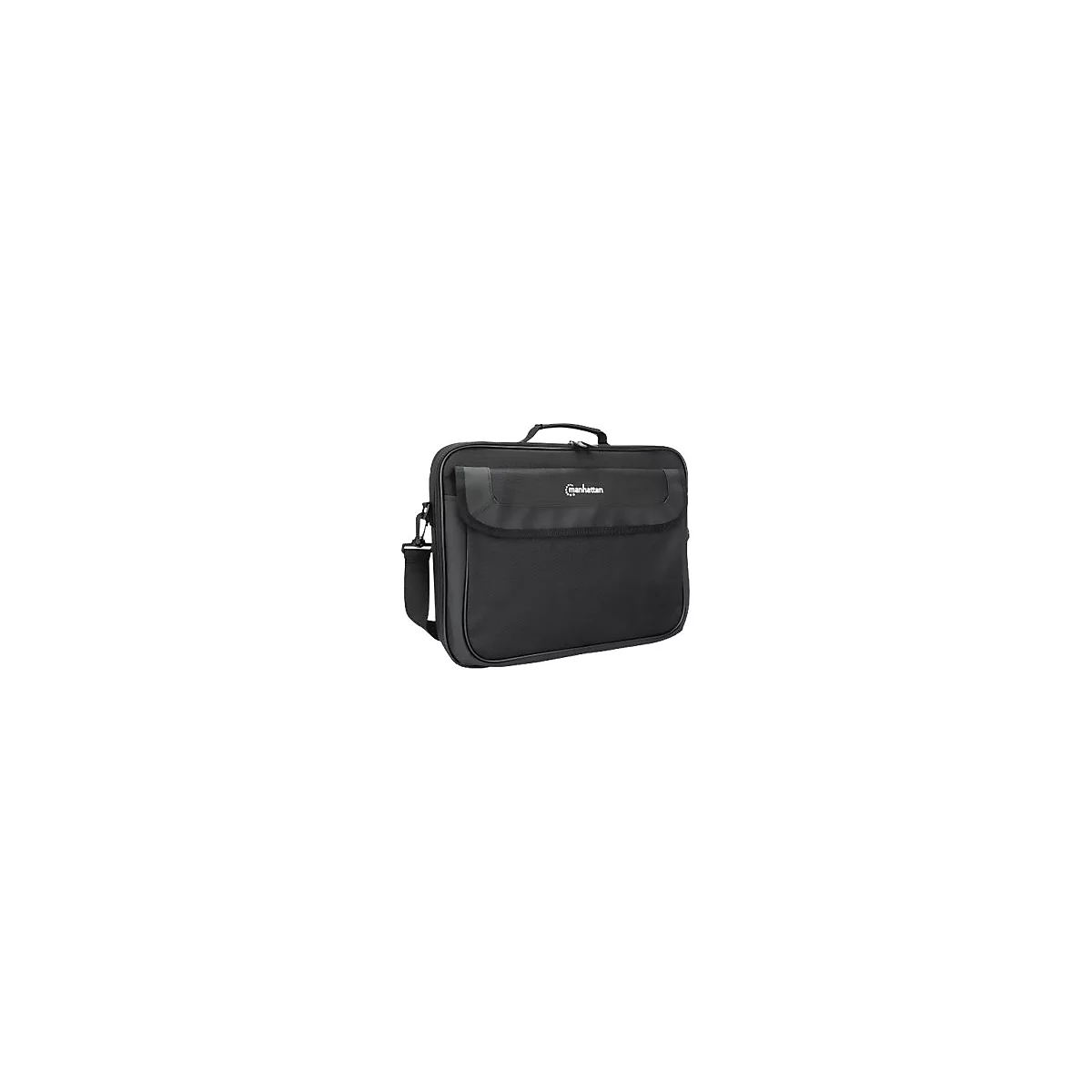 'Manhattan Cambridge Laptop Bag 15.6'', Clamshell Design, Black, LOW COST, Accessories Pocket, Document Compartment on Back, Shoulder Strap (removable), Equivalent to Targus TAR300, Notebook Case, Three Year Warranty - Notebook-Tasche'