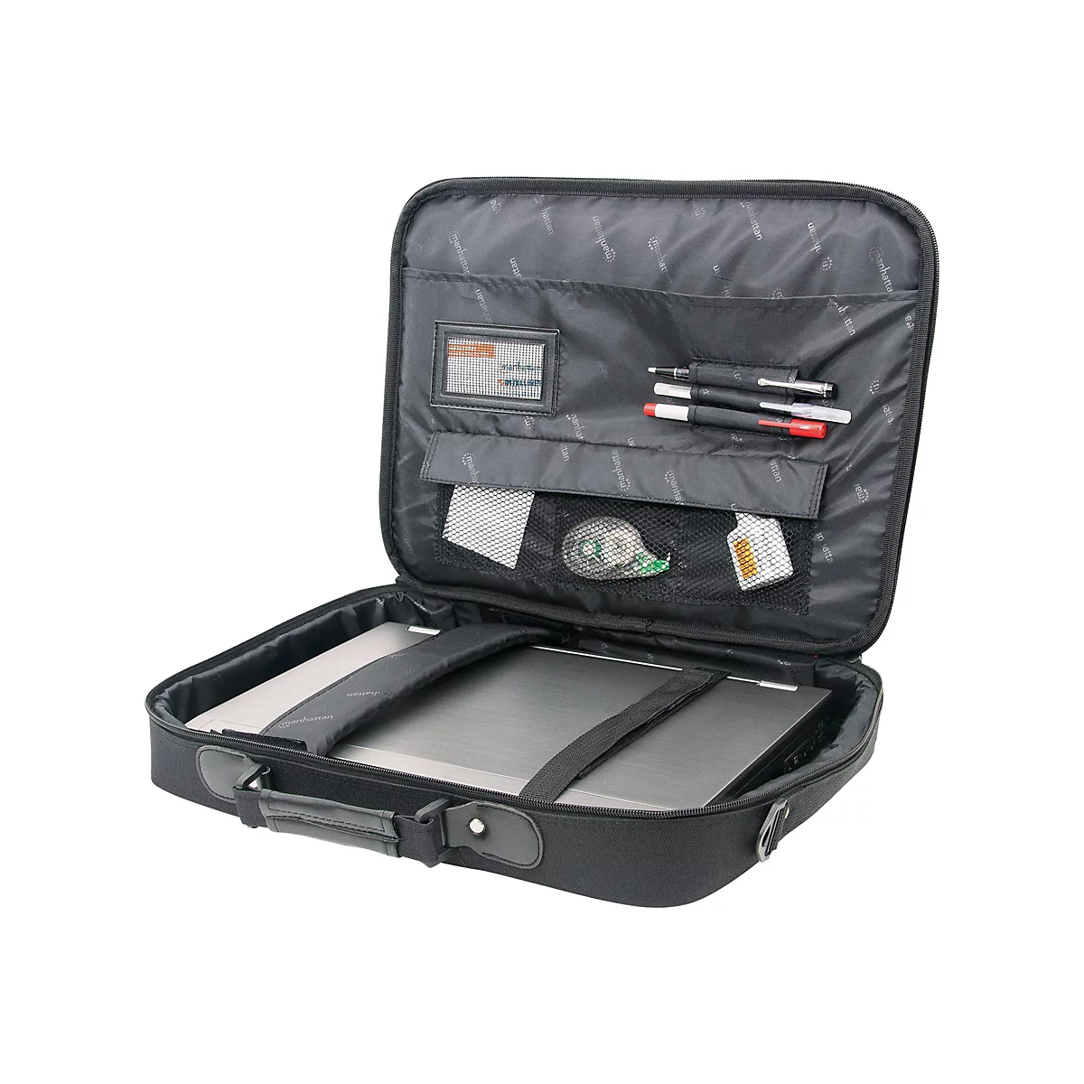 'Manhattan Empire Laptop Bag 17.3'', Clamshell design, Accessories Pocket, Shoulder Strap (removable), Black, Three Year Warranty - Notebook-Tasche'