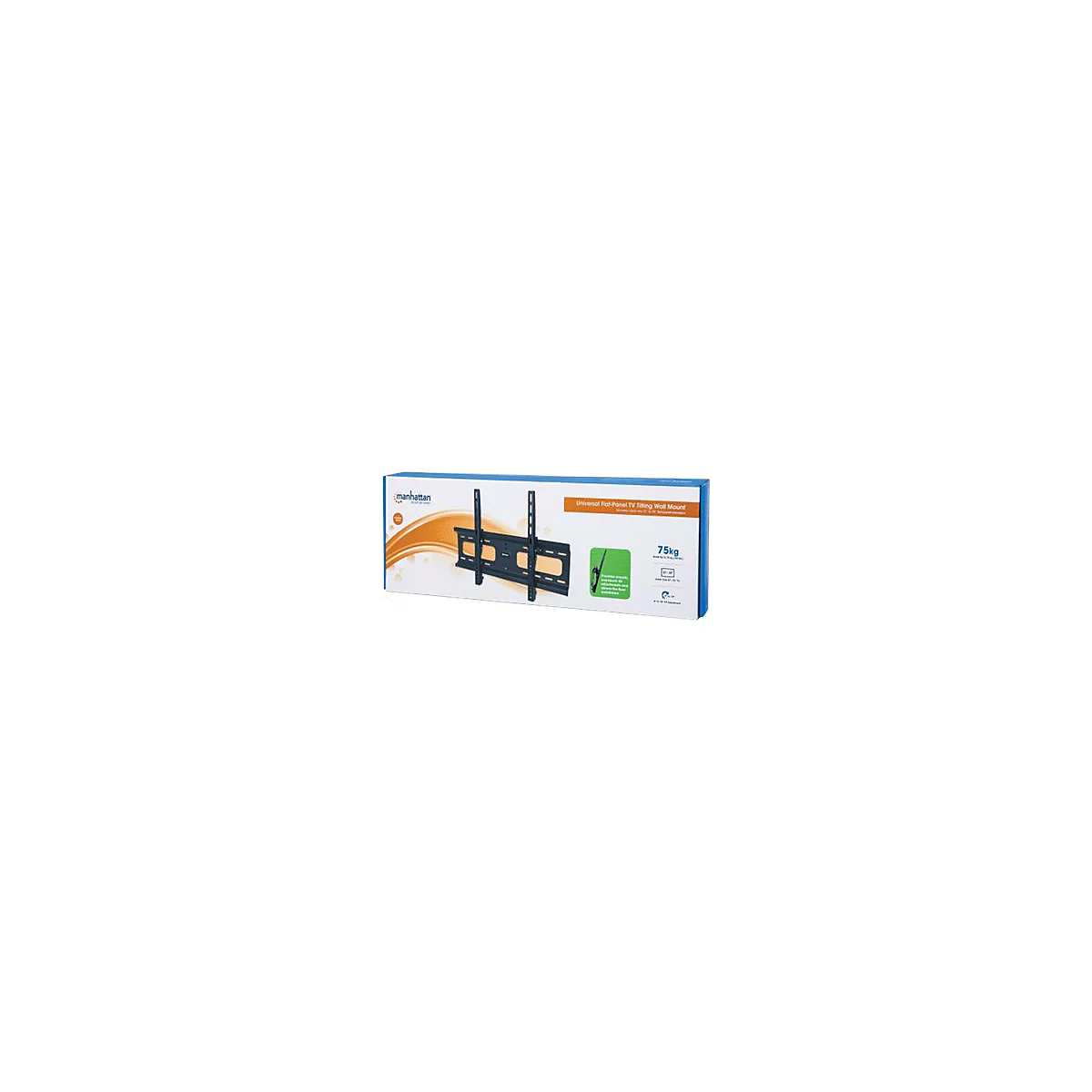 'Manhattan TV & Monitor Mount, Wall, Tilt, 1 screen, Screen Sizes: 37-65'', Black, VESA 200x200 to 600x400mm, Max 75kg, LFD, Lifetime Warranty - Klammer - für Flachbildschirm'
