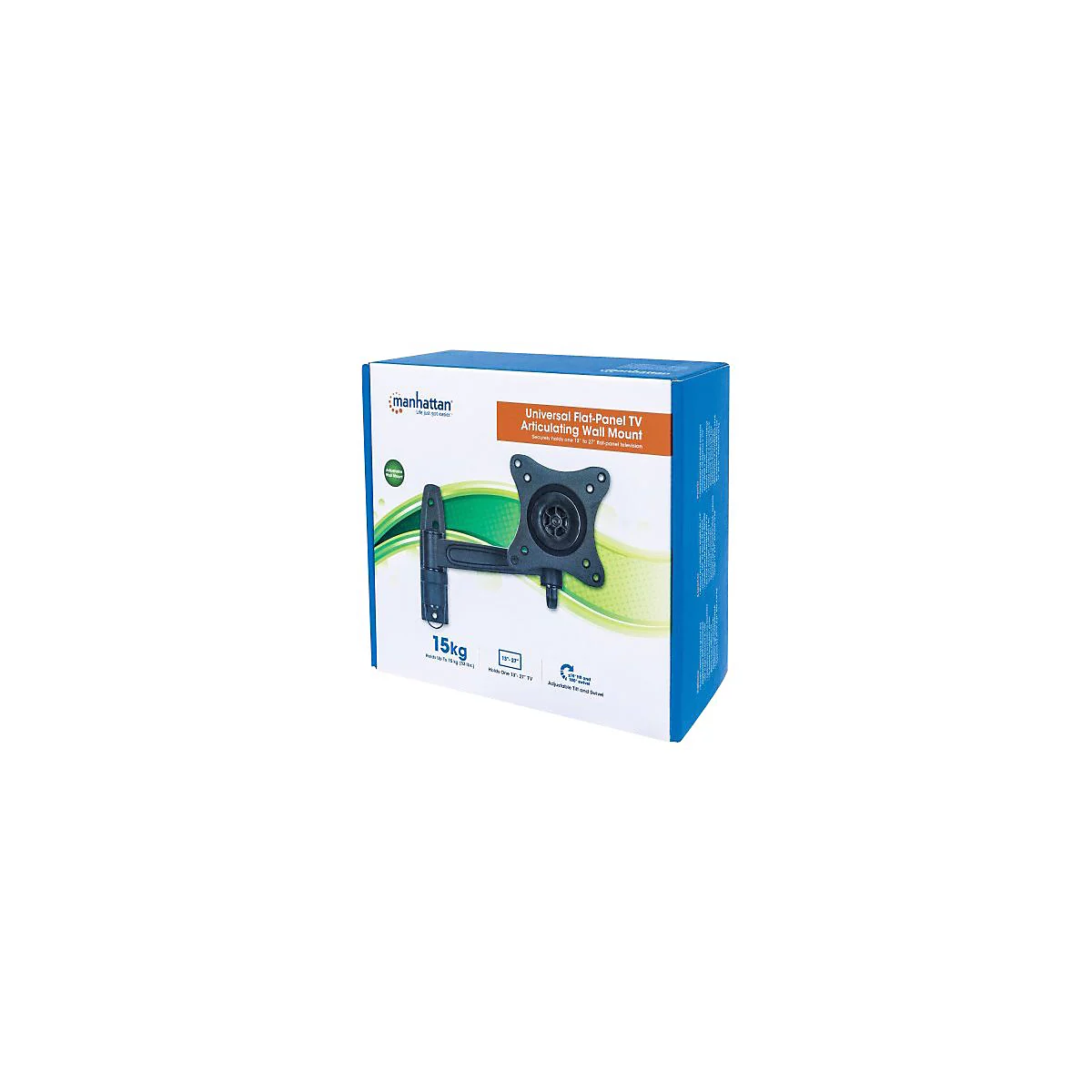 'Manhattan TV & Monitor Mount, Wall, Tilt and Swivel, 1 screen, Screen Sizes: 13-27'', Black, VESA 75x75 to 100x100mm, Max 15kg, Swivel with 2 pivots, Lifetime Warranty - Klammer - für LCD TV'