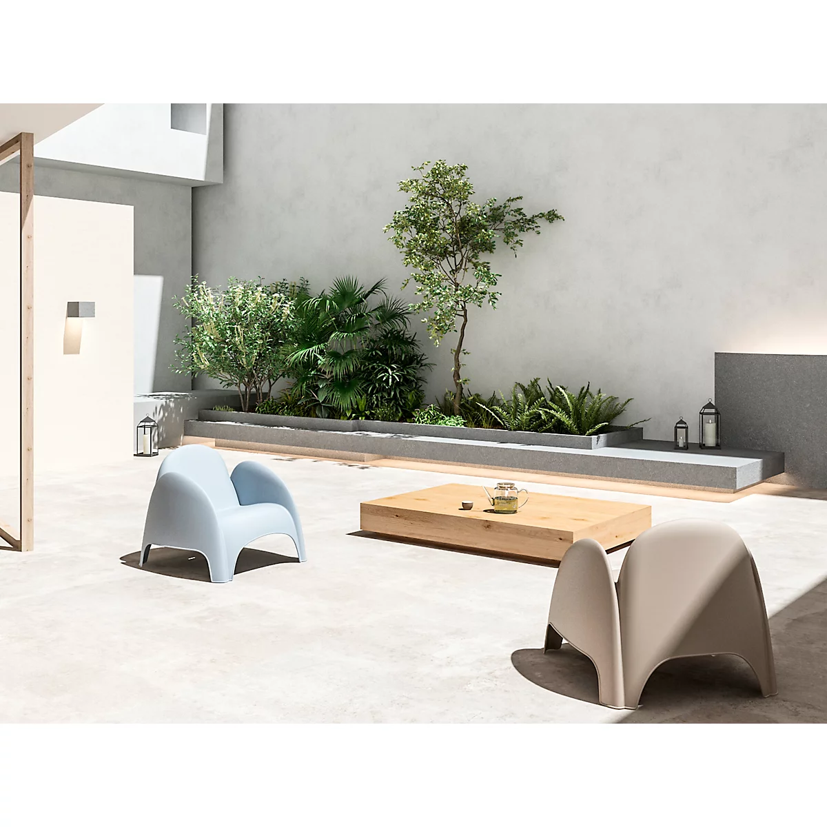  meet van Paperflow Fauteuil DUMBO, met armleuningen, stapelbaar tot 4 stuks, polypropeen, diverse kleuren, 4 stuks