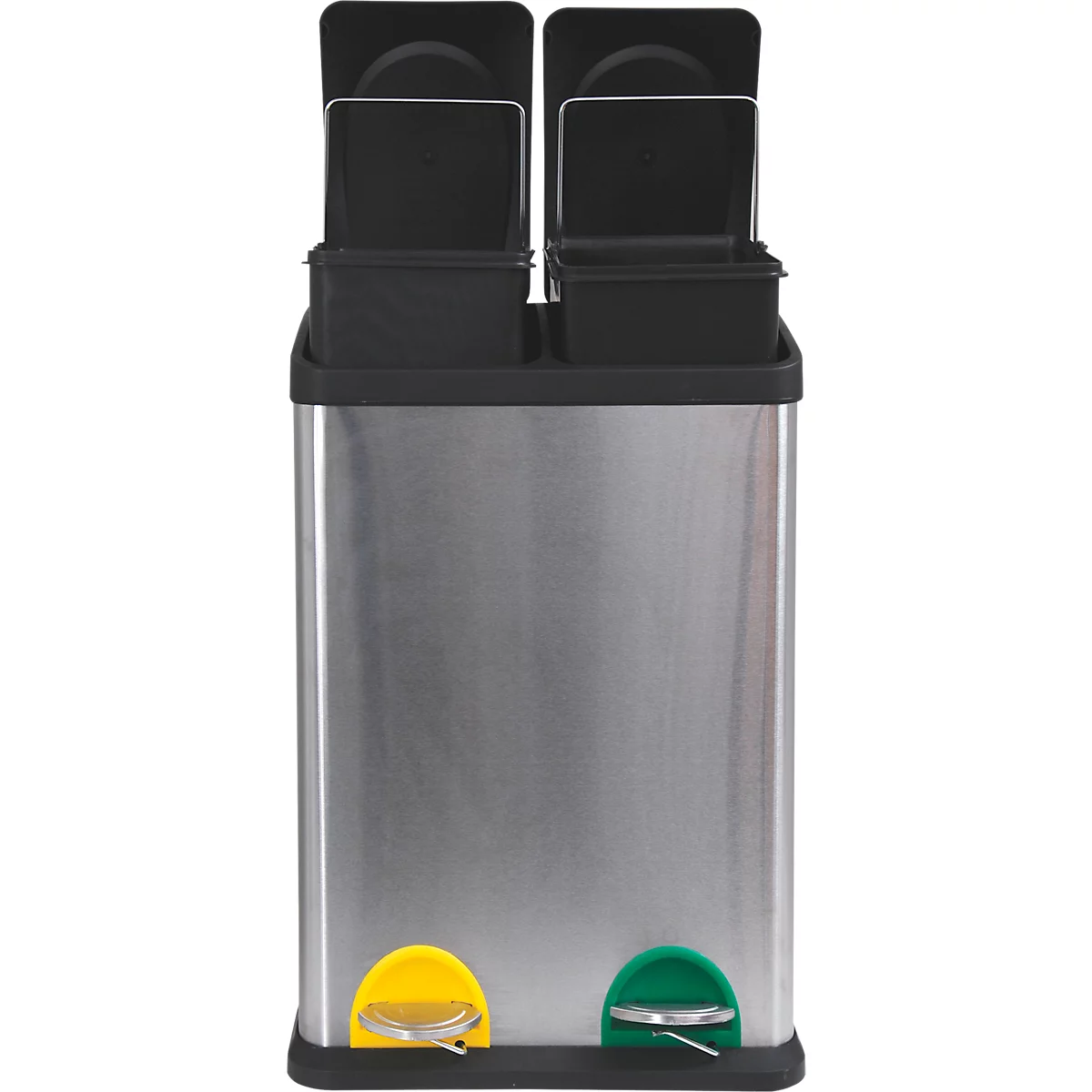  MSV poubelle en inox, 2 récipients de 20L chacun, mécanisme à pédale, poignée de transport, pour l'intérieur et l'extérieur, inox