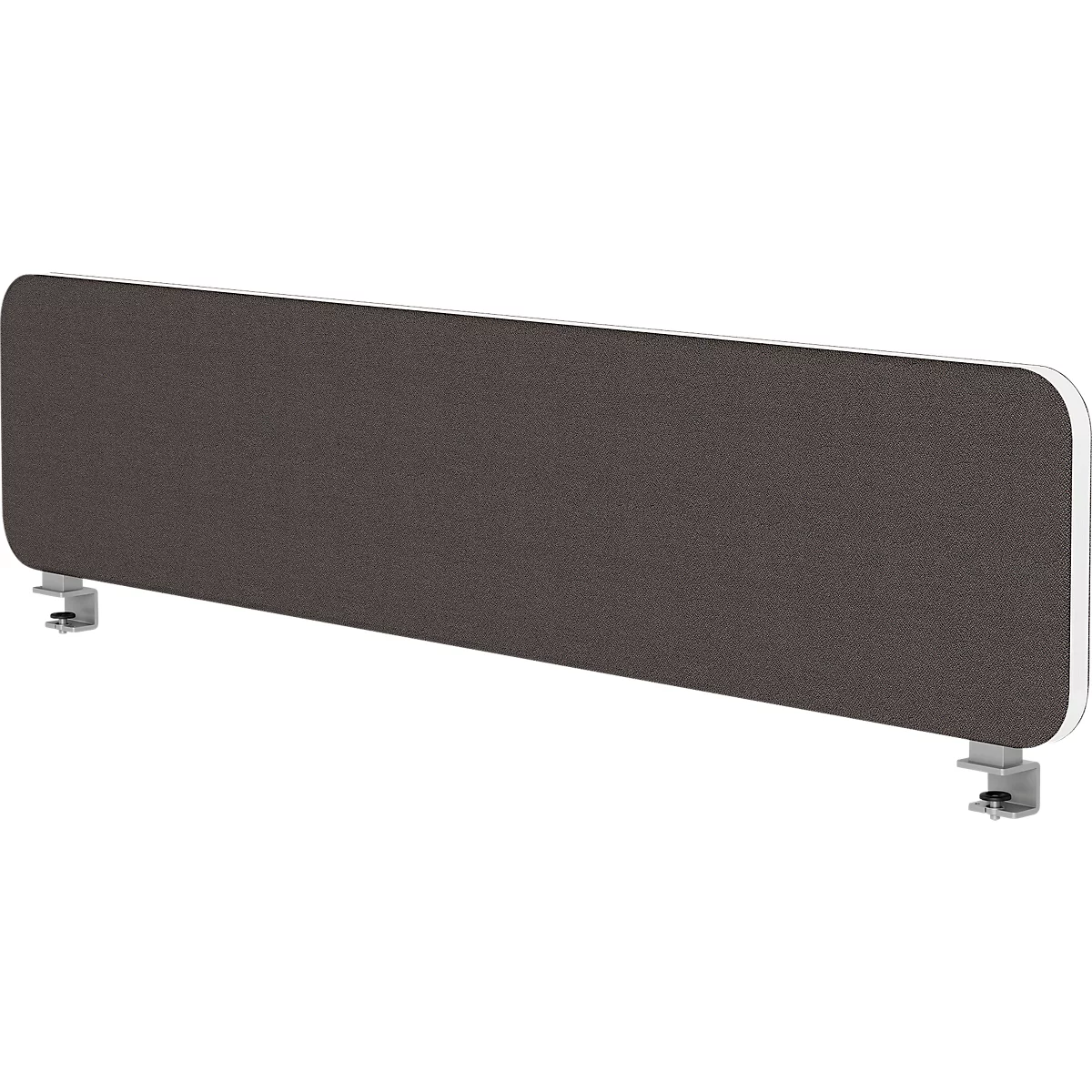 Panneau de table gris avec bords blancs et deux supports.