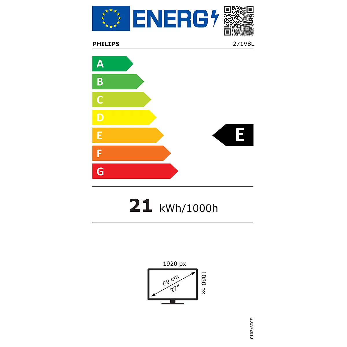 'Philips V-line 271V8L - LED-Monitor - Full HD (1080p) - 68.6 cm (27'')'