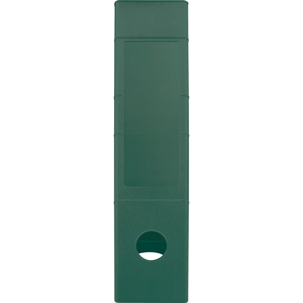 Forme verticale vert émeraude avec une découpe ovale en bas.