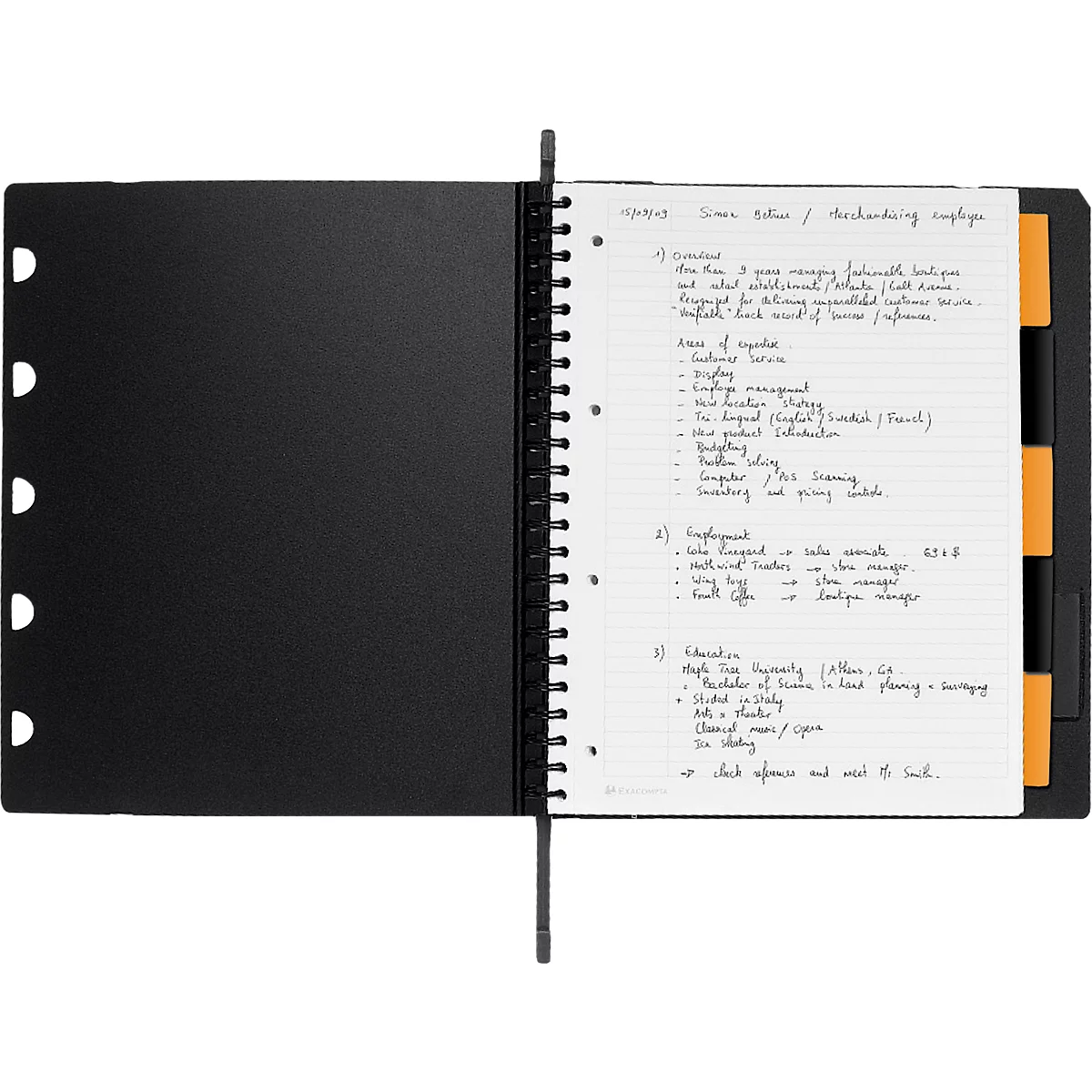  Rhodia ExaBook Notizblock, 80 Blatt, DIN A4+, 90 g/m², Doppelspiralbindung, Trennblätter, Lineal, Innentasche, liniert, mit Rand und Rahmen