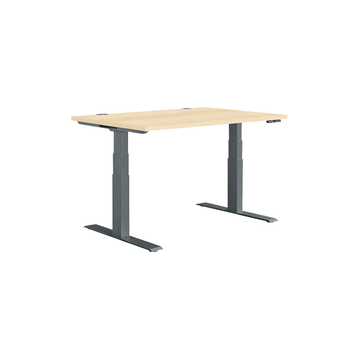 Schäfer Shop Genius Bureau MODENA FLEX, réglage électrique de la hauteur, rectangle, pied en T, L 1200 x P 800 mm, érable/anthracite