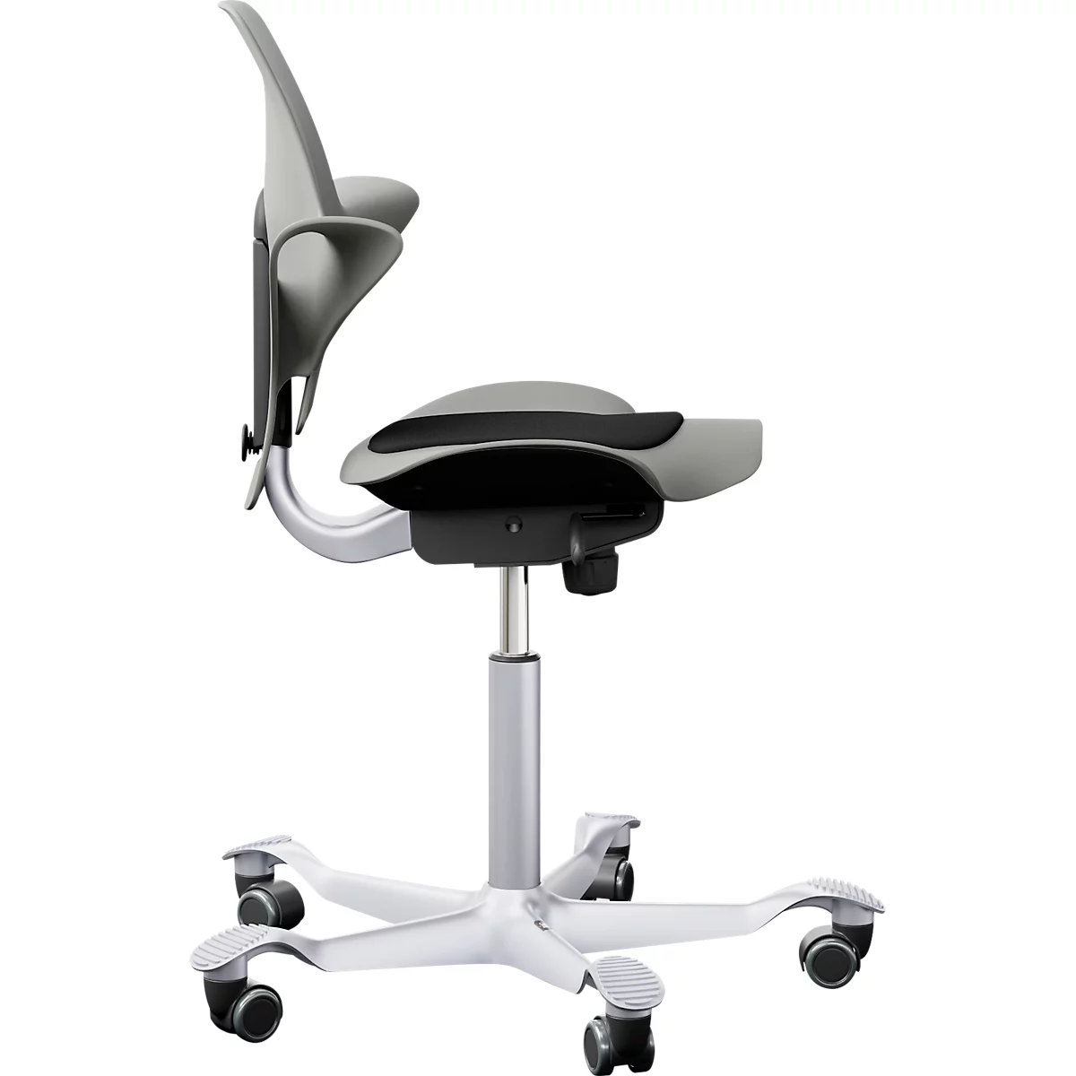  Siège de bureau HAG Capisco Puls 8010 Clay, siège selle, vérin à gaz 265 mm, hauteur d'assise réglable, piétement aluminium