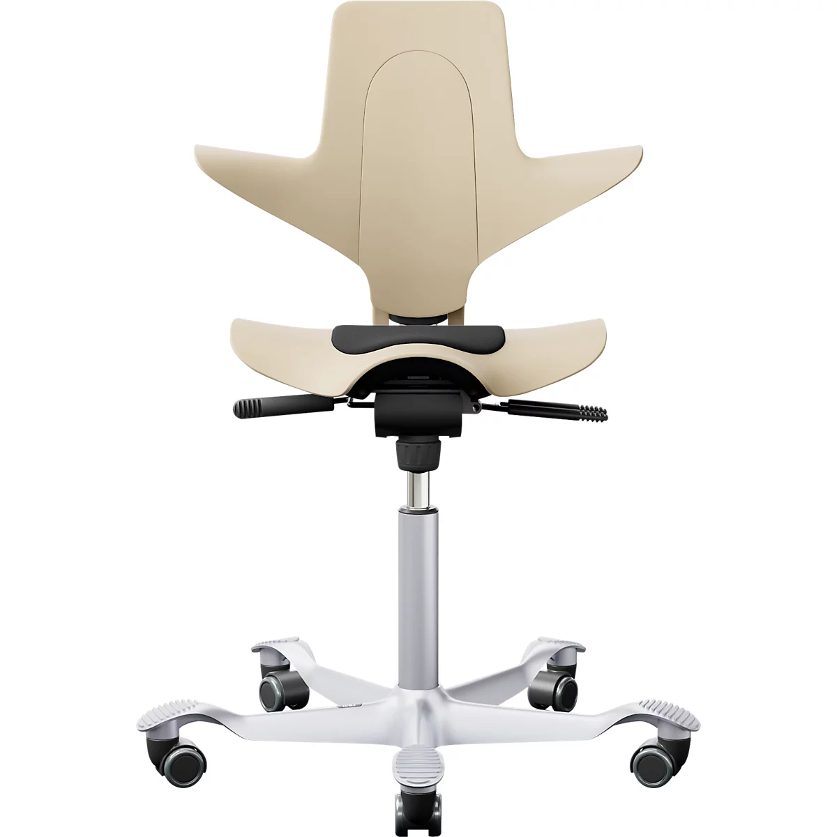  Siège de bureau HAG Capisco Puls 8010 Sand, siège selle, vérin à gaz 265 mm, hauteur d'assise réglable, piétement aluminium