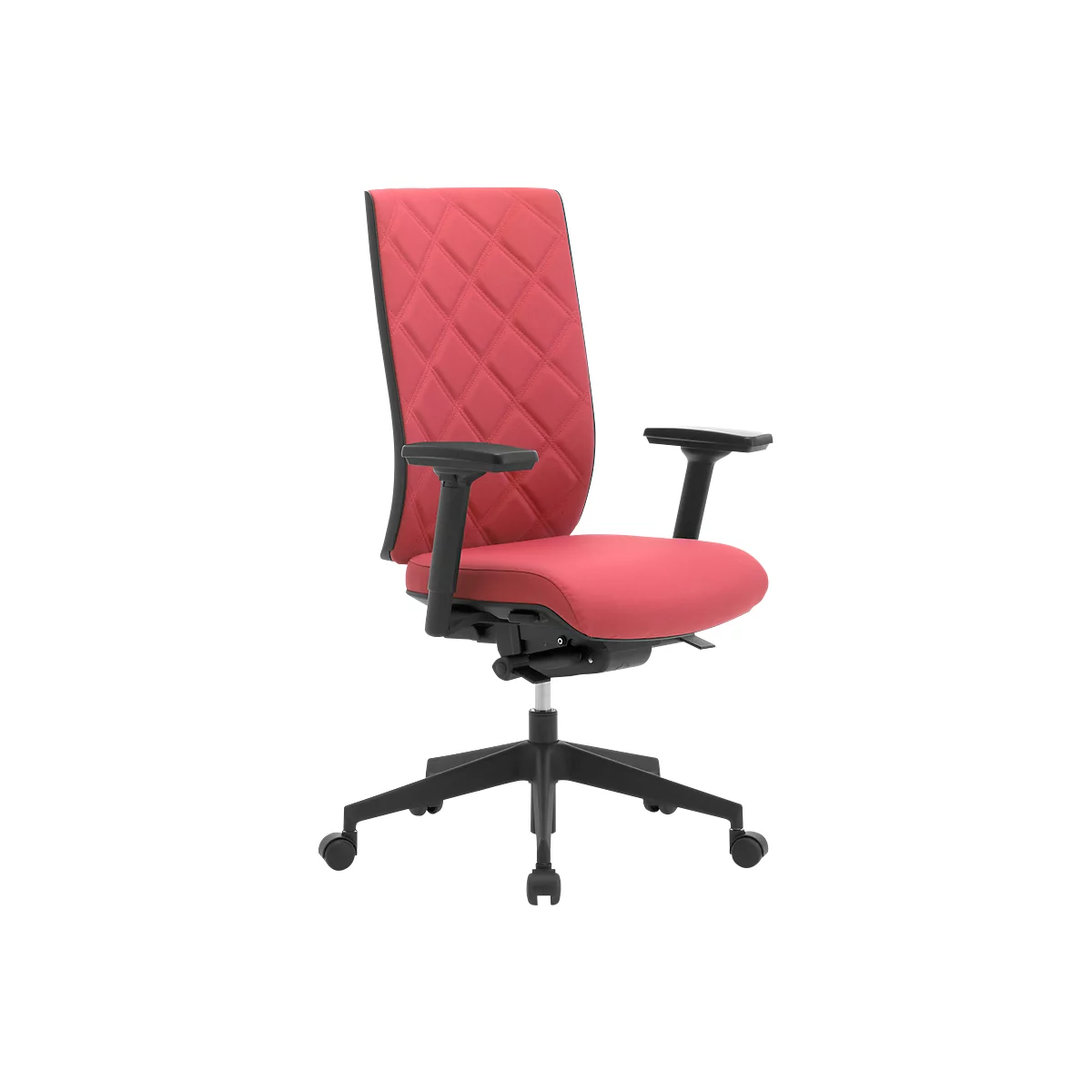  Siège de bureau WIKI, avec accoudoirs, dossier en tissu, structure en plastique, rouge foncé