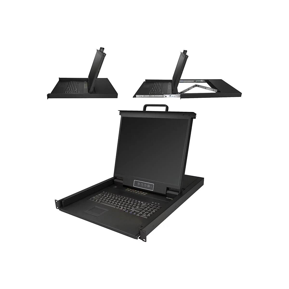 'StarTech.com 16 Port Rack KVM Konsole mit 1,8 m Kabeln - US Tastatur(QWERTY), Integrierter KVM Switch mit 19'' LCD Monitor - 1HE LCD KVM Konsole - OSD KVM - 50.000 MTBF - USB + VGA(RKCONS1916K) - KVM-Konsole - 48.3 cm (19'')'