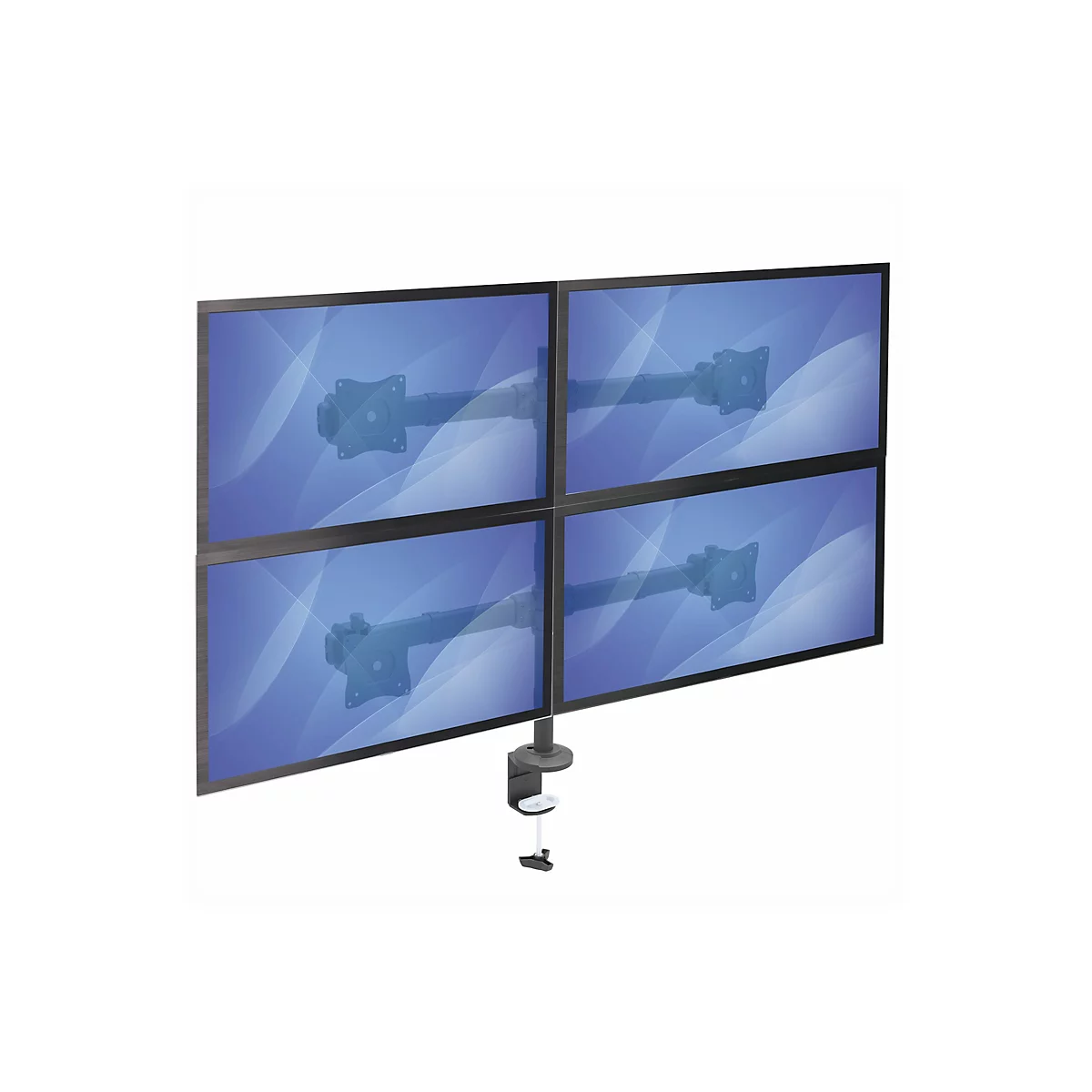 'StarTech.com Tisch Monitorhalterung für vier Monitore - Monitorarm für 4 VESA Monitore(2x2) bis zu 27''(je 8kg) - Gelenkig, höhenverstellbar, Neig/Schwenk/Drehfunktion - Klemme/Durchführung (ARMQUAD) - Befestigungskit - einstellbarer Arm - für 4 ...