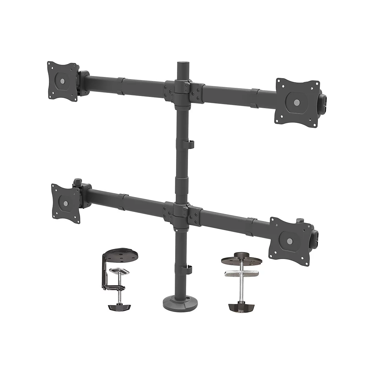 'StarTech.com Tisch Monitorhalterung für vier Monitore - Monitorarm für 4 VESA Monitore(2x2) bis zu 27''(je 8kg) - Gelenkig, höhenverstellbar, Neig/Schwenk/Drehfunktion - Klemme/Durchführung (ARMQUAD) - Befestigungskit - einstellbarer Arm - für 4 ...