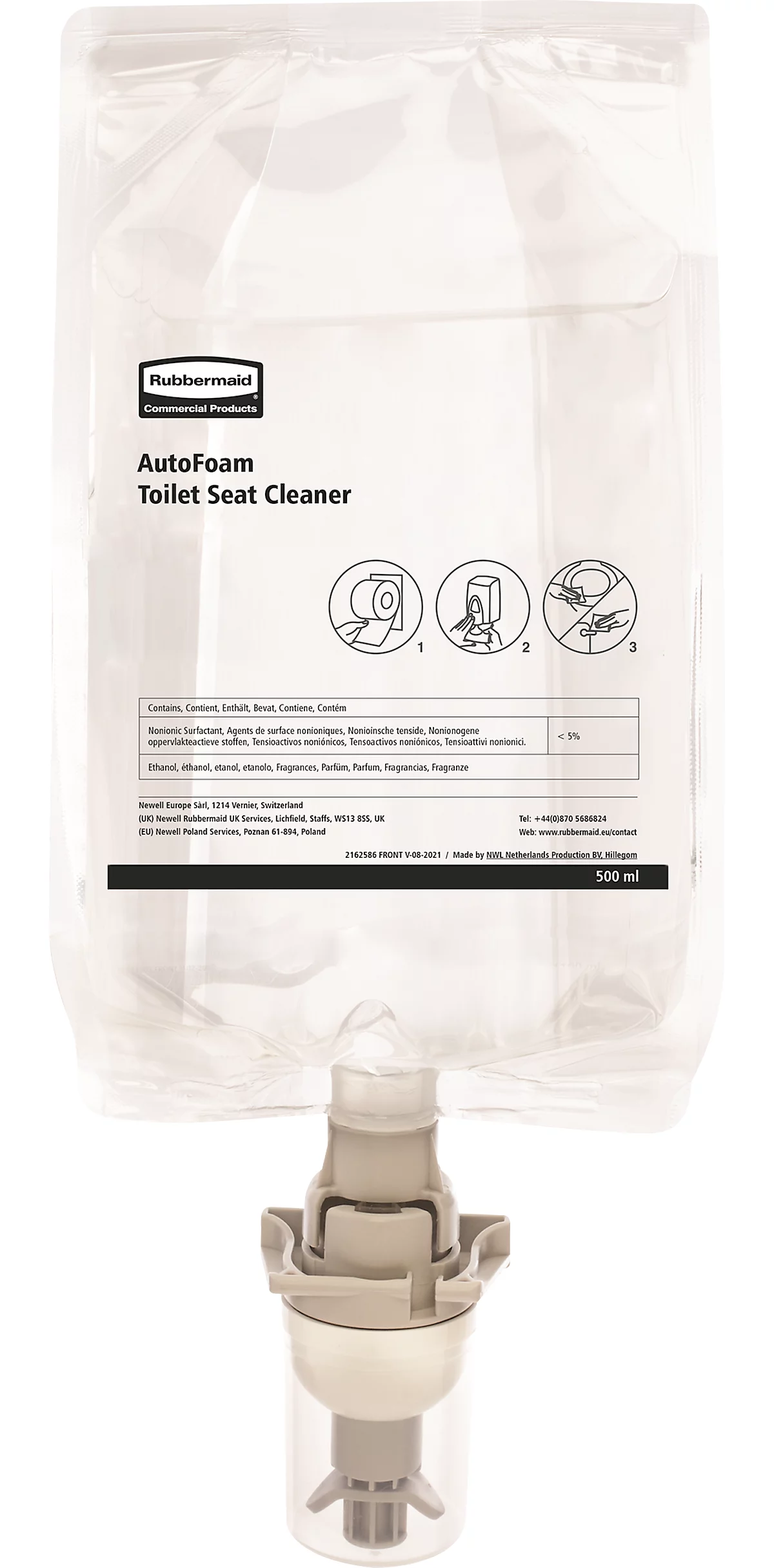  Toilettensitzreiniger Nachfüllpack Rubbermaid AutoFoam, 500 ml, alkoholbasierte Formel, 5er Pack