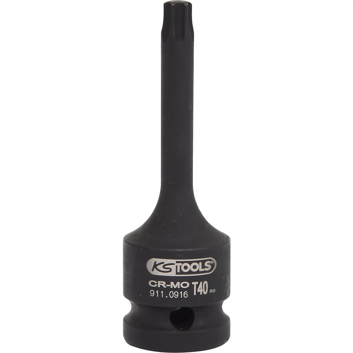 Schwarzer Torx-Bit mit KS TOOLS-Logo und Aufschrift CR-MO T40.