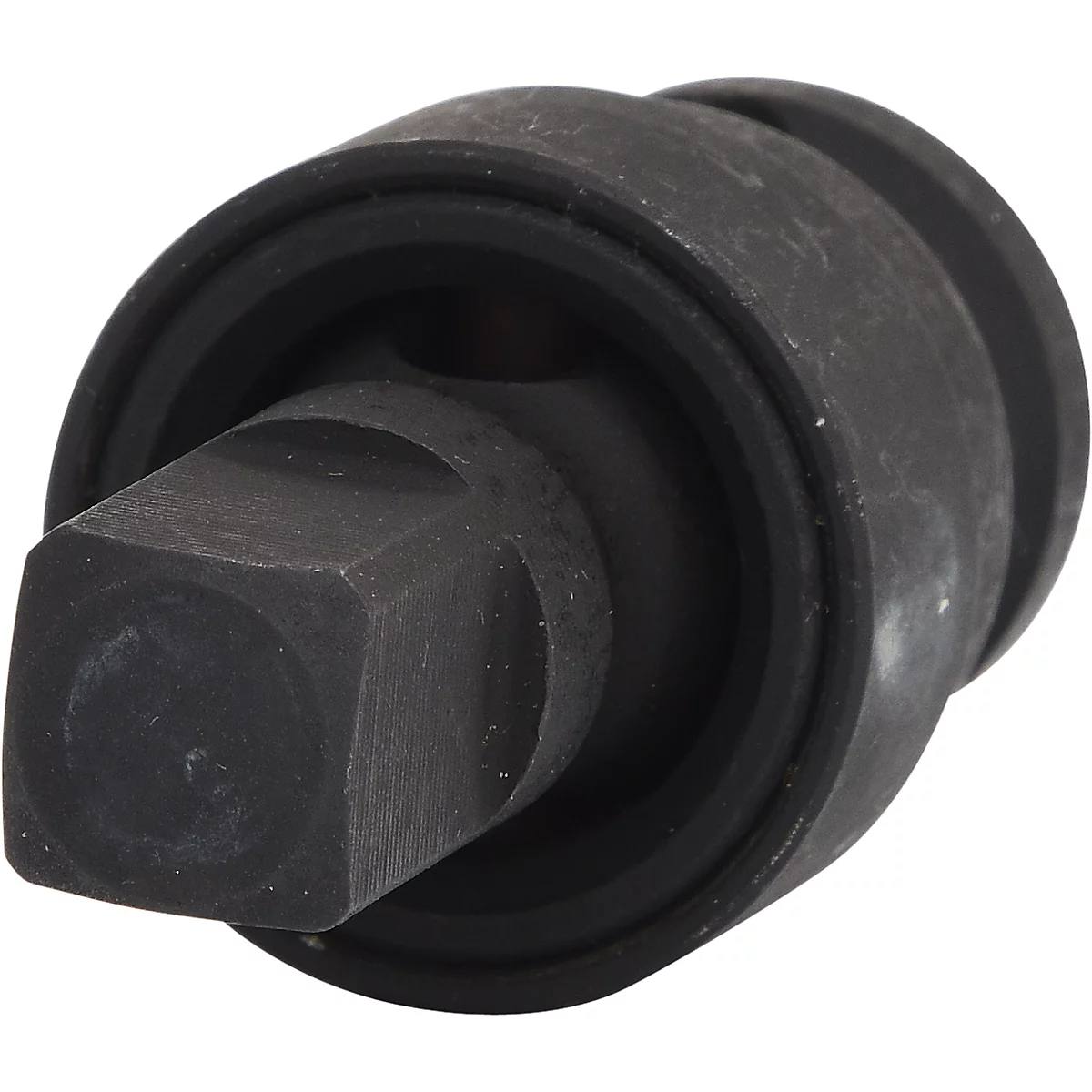 Schwarzer Steckschlüssel-Adapter mit quadratischem Kopf, Nahaufnahme.