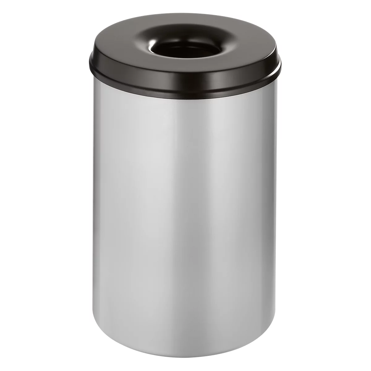 133261 - afvalverzamelaar 30 l, zelfblussend, romp aluminiumkleur/deksel zwart