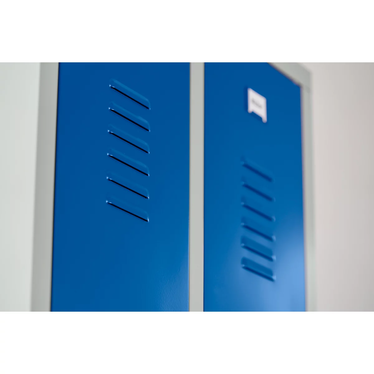 2-compartimentenkast, B 600 x H 1800 mm, cilinderslot, lichtgrijs/gentiaanblauw