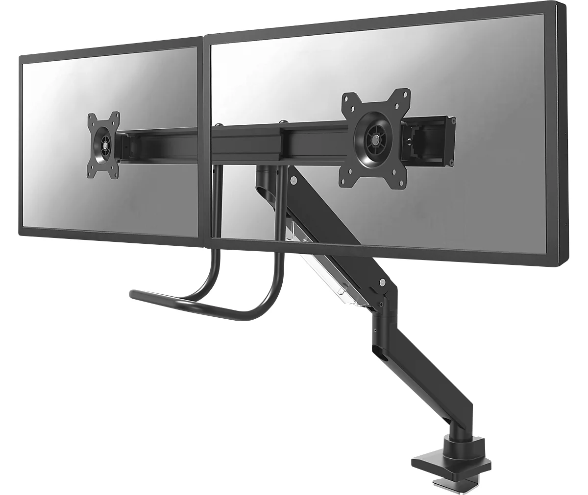 2-fach-Monitor-Tischhalterung NewStar NM-D775DXBLACK, bis 32“, neig-/dreh-/schwenkbar, mit Griff