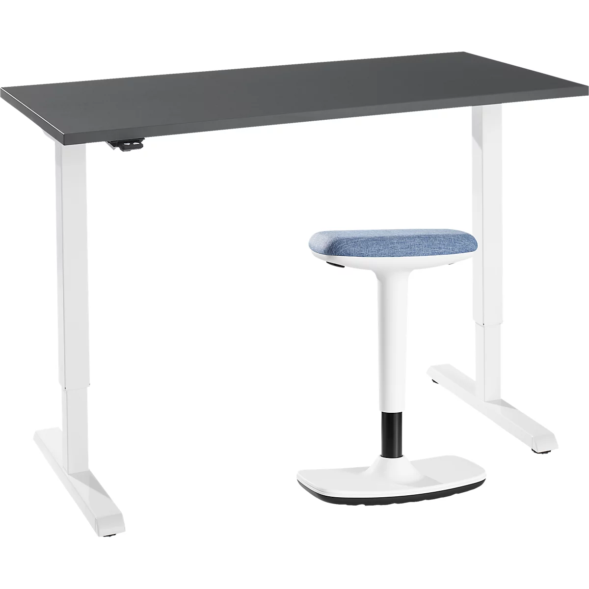 2-tlg. Büromöbel-Set, Home Office Schreibtisch, elektrisch höhenverstellbar, graphit/weiß